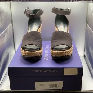 Like New Black Suede Stuart Weitzman Soho Gal Wedge, Size 7